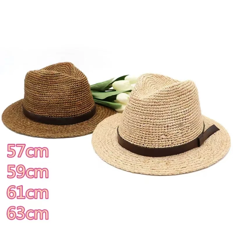 

Men Big Size 63cm Raffia Straw Hat Large Headcircumference Summer Sunscreen Sun Hats Outdoor Vacation Sunshade Beach Hat Panama