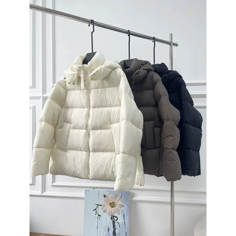 Short Down Padded Jacket for Female, Lightweight Coat, Thick Acket, Elegant Korean Fashion, Fluffy Warm Hooded Coat, Winter