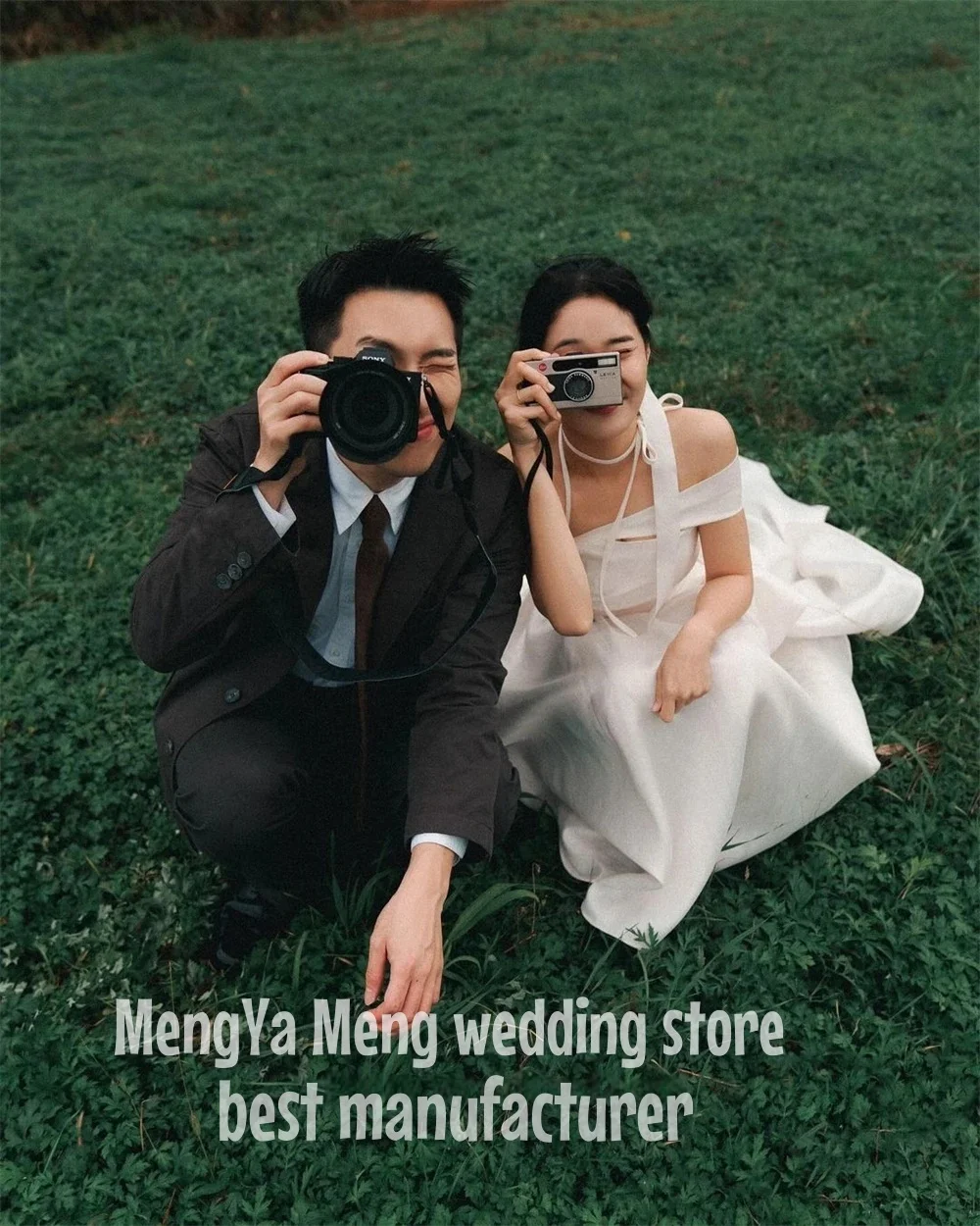 ZHUISHU 2025 Korea Simple Taffeta A Line Wedding Dress Photo Shoot Short Sleeve Garden Prom Gown Long Tail 웨딩드레스 customized