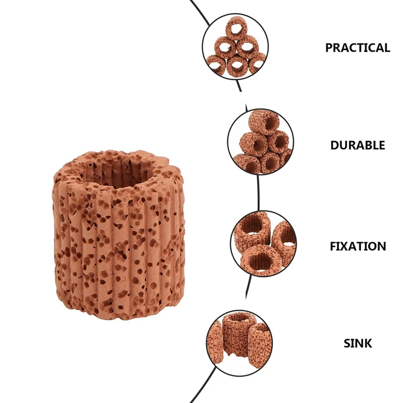30 Stück Wasser wasser pflanze fester Ring rotbraune Keramik Aquarium Pflanze Gewichte Anti-Schwimm-Zubehör