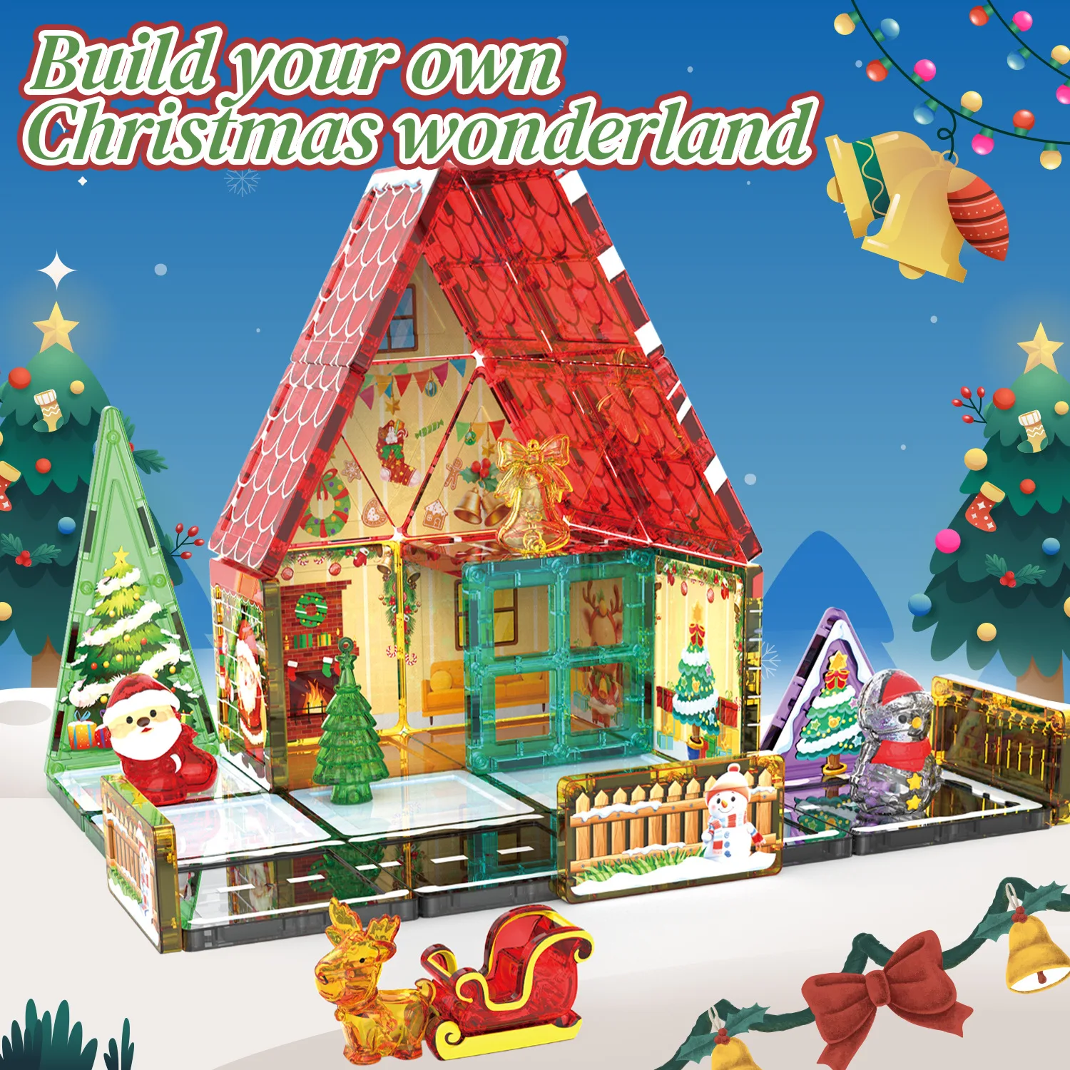 Kleurenvenster magnetisch blad bouwsteen Kerstcadeau DIY puzzel driedimensionale puzzel educatief speelgoed voor kinderen