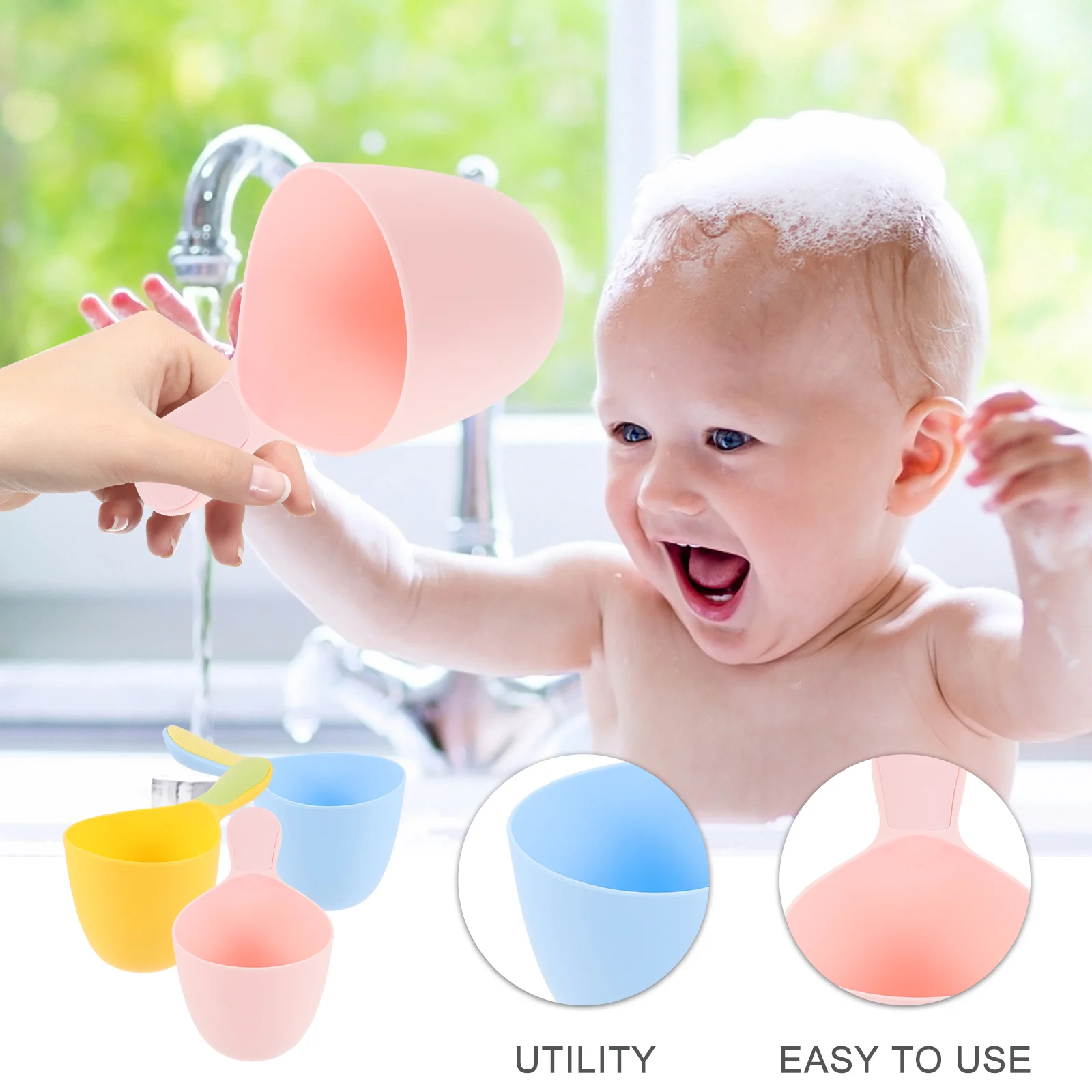 Cuillère à eau pour bébé, louche en plastique, accessoire de cuisine, tasses, salle de bain, seau à ustensiles polyvalents