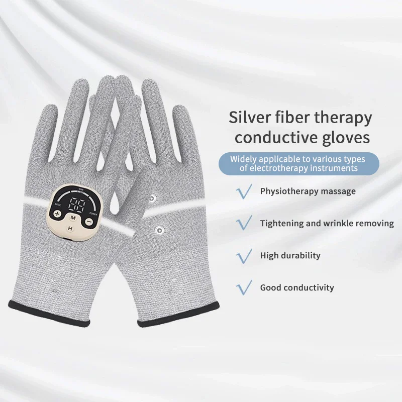 Silver Fiber Microcurrent Gloves - Anti-Aging Facial Massage for Wrinkle Reduction Skin Rejuvenation, Fatigue Relief Acne-Prone