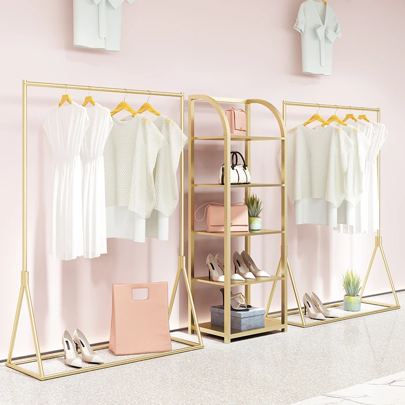 &Modern Iron Bedroom Furniture Living Room Floor-standing Multi-layer Wardrobe Hanger Shoe Bag