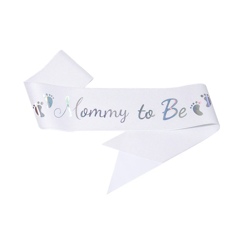 NEW baby showers party mommy to be and daddy to be silver and flash letters ribbon fashion party with cloth belt product