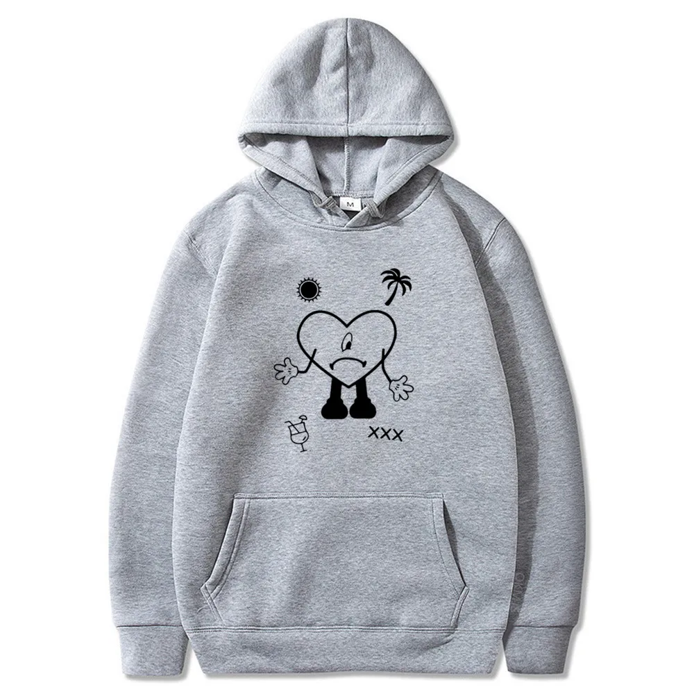 New Bad Bunny Men's Women's Printed Hoodie Fashion Street Hip Hop Hoodie Sweatshirt Unisex High Quality Hoodie Kawaii Clothing