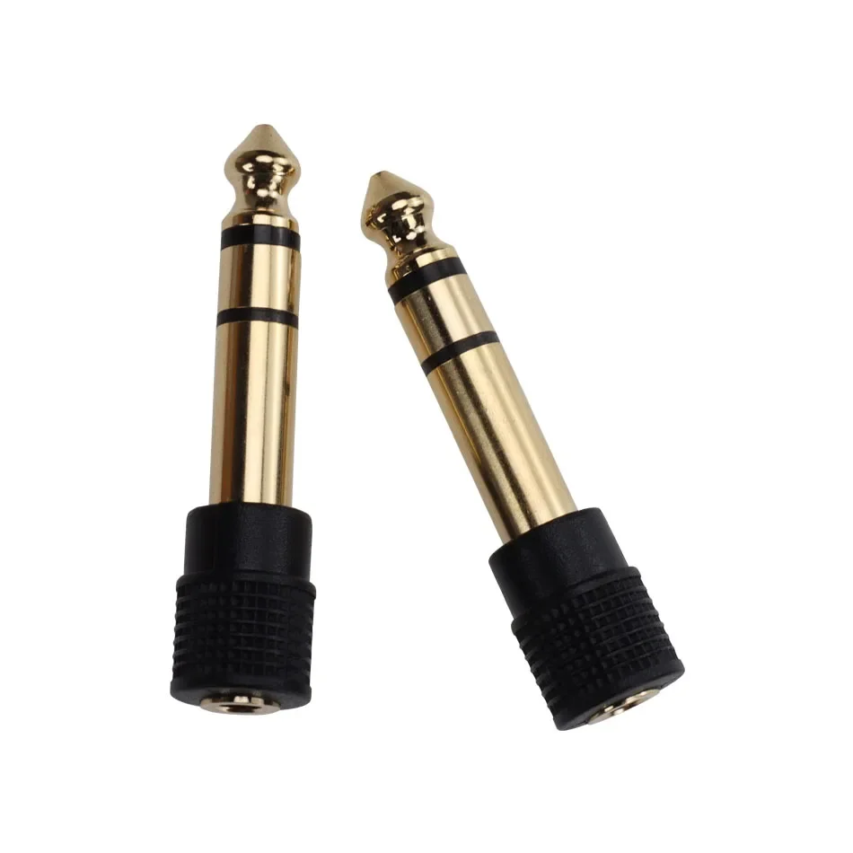 100pcs Gold-plated Audio Headphone Adapter 6.35MM Male To 3.5MM Female Plug Stereo Speaker Conversion Connector Head Converter