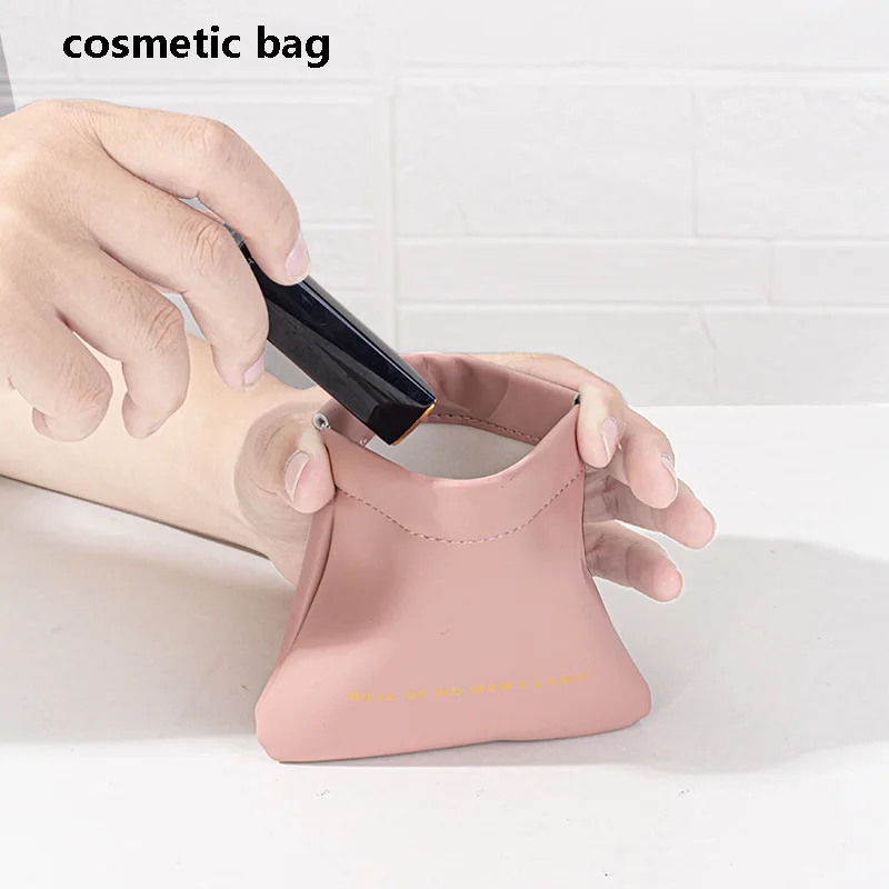 Storage Bag Women's Solid Color Makeup Bag Portable Travel Change Headphones Data Cable Lipstick Tool Sanitary Napkin Bag ﻿