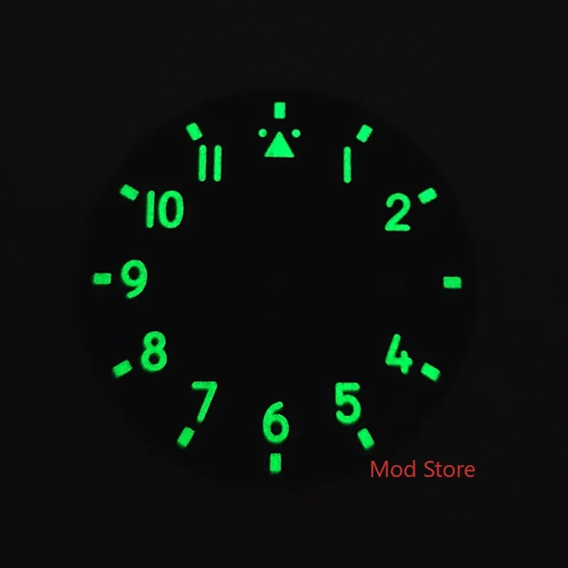 HQ 12Hours 35.5mm Black Blue Pilot\'s Sterile Watch Dial White/Green Printing For DG2813 Miyota8215 ETA2824 Mov\'t Green Luminous