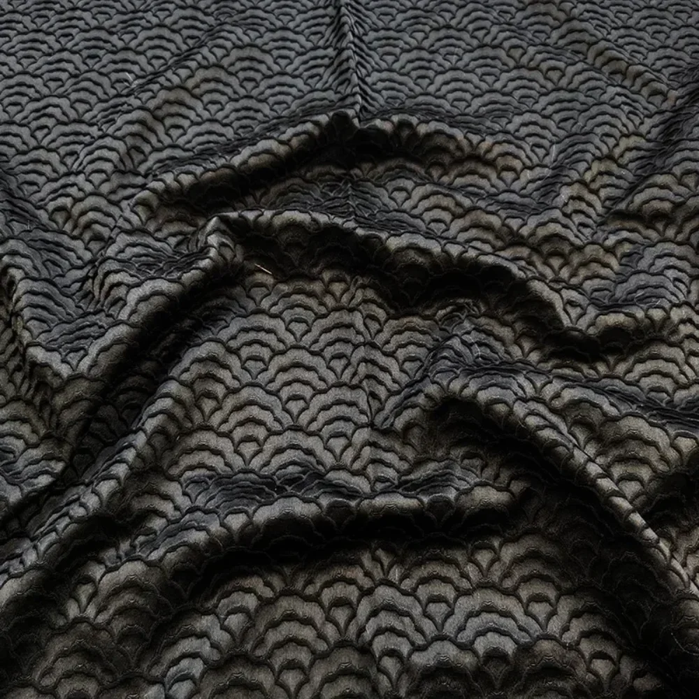 

Jacquard Brocade Fabric Pure Color Combed Cotton Cloud Sea Pattern Soft Drape Cloth Skirt Windbreaker Fashion Diy Sew