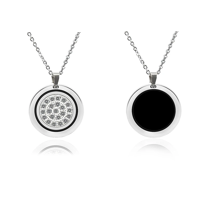 EBUTY Crystal Elegant Stainless Steel Pendant Health Fashion Jewelry Necklace best Gift Twinkle Rhinestones Round Charms