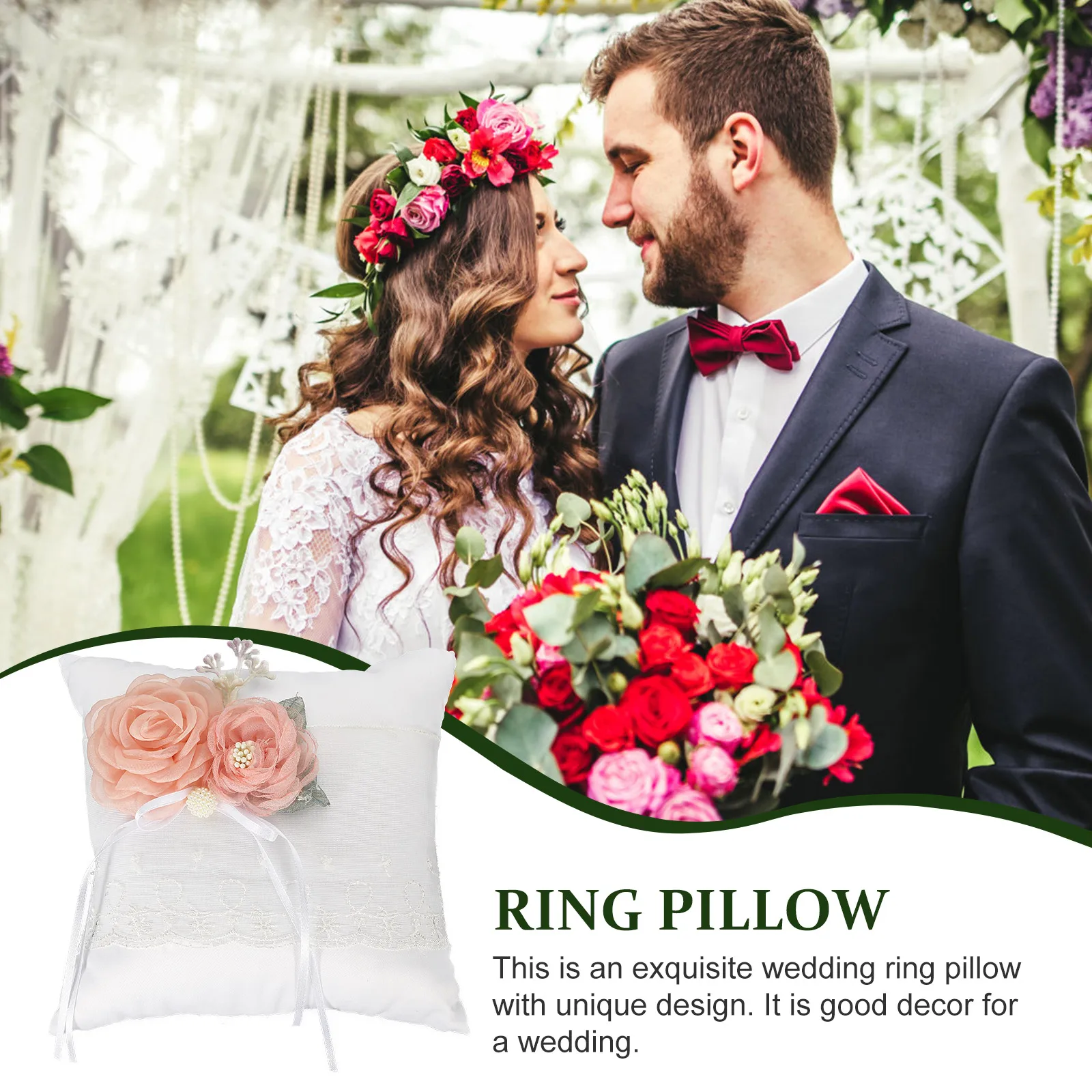 

Wedding Ring Pillow White Flower Cushion Delicate Lightweight Ring Holder Wedding Supply Decorative Accessory Female Gift
