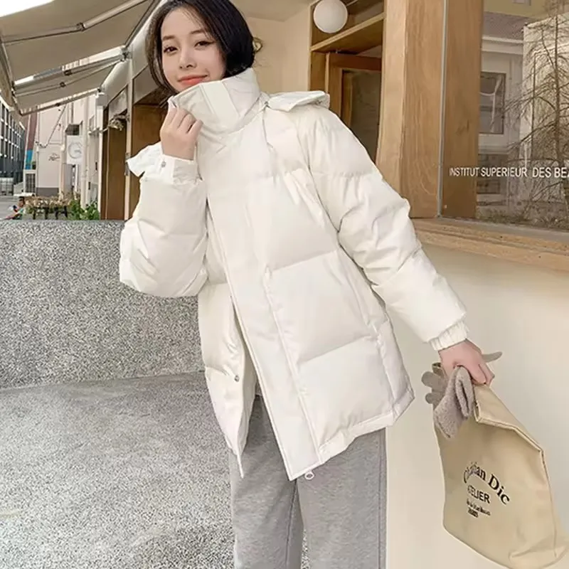 

Winter Warm Casual Loose Parkas Women's Down Cotton Overcoat Solid Cotton Puffer Jacket Female Snow Outwear