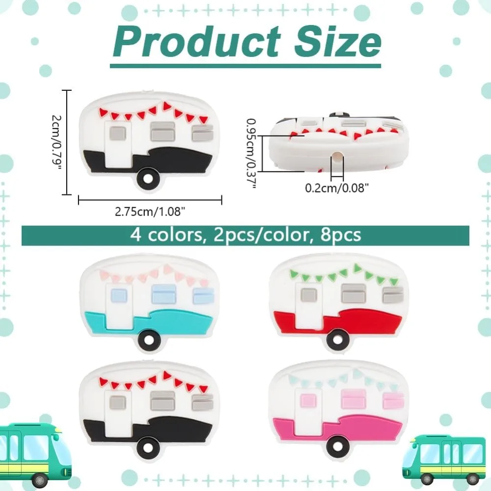 8 Pcs Knitting Needle Stoppers 4 Colors Campervan Needle Point Protector Focal Beads for Pens Silicone Needle End Caps