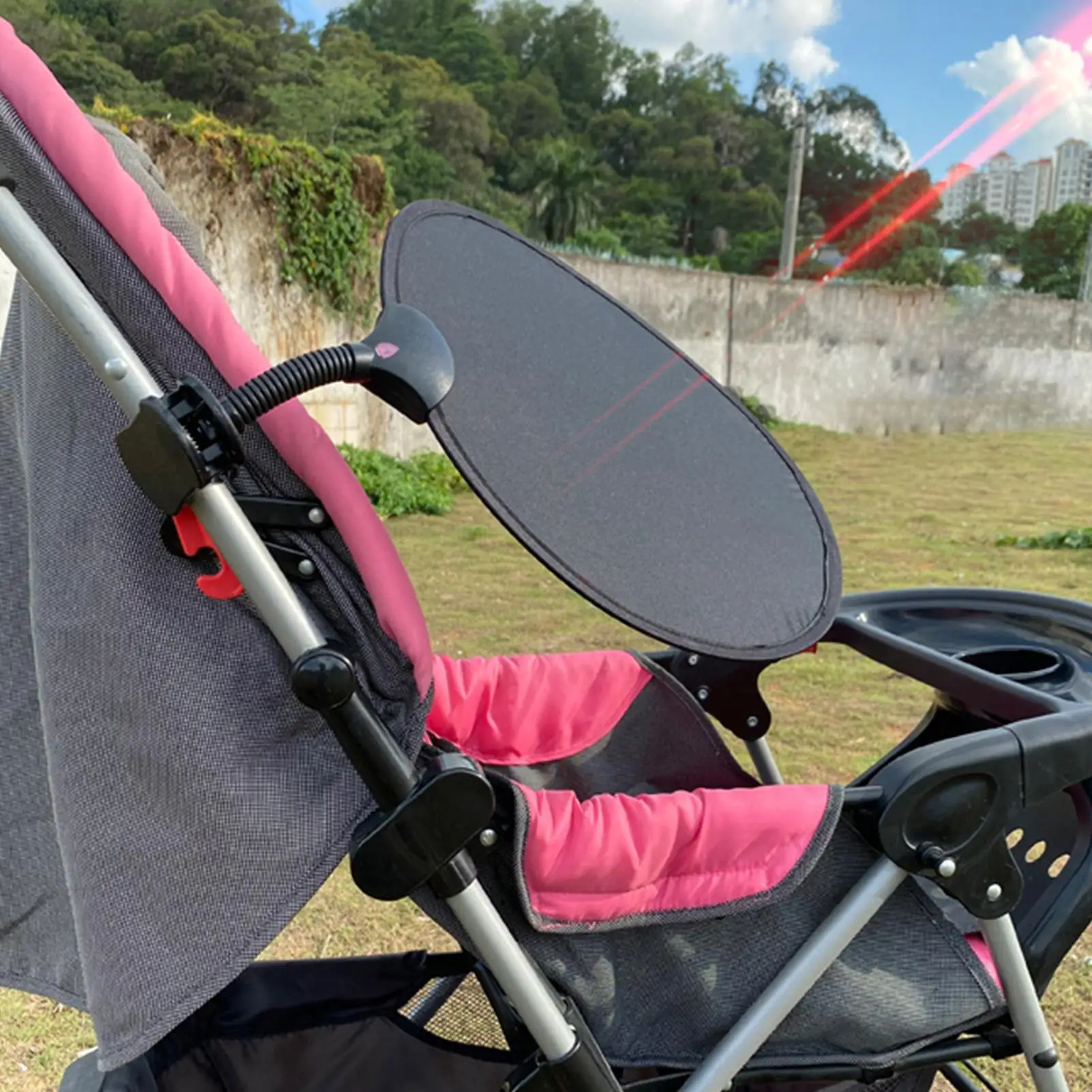 Universal Stroller Canopy Sun Shade UPF 50+ Breathable Mesh Cover Quick-Install UV Protection for Summer Walking Travel