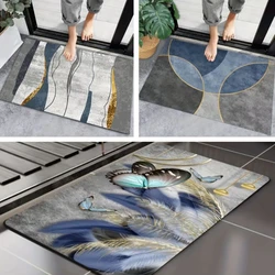 Butterfly Printed Bath Mat Super Absorbent Modern Geometric Patter Bathroom Rugs Home Decor Anti Slip Entry Door Entrance Carpet