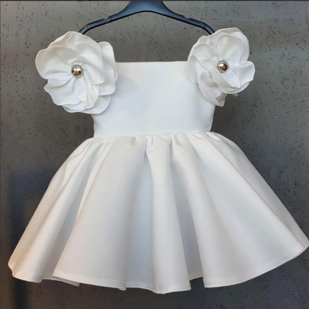 Bear Leader Girl\'s Yellow Flower Princess Dress Birthday Party Ball One Neck Collar Pleated Dresses Summer Gown for Kids