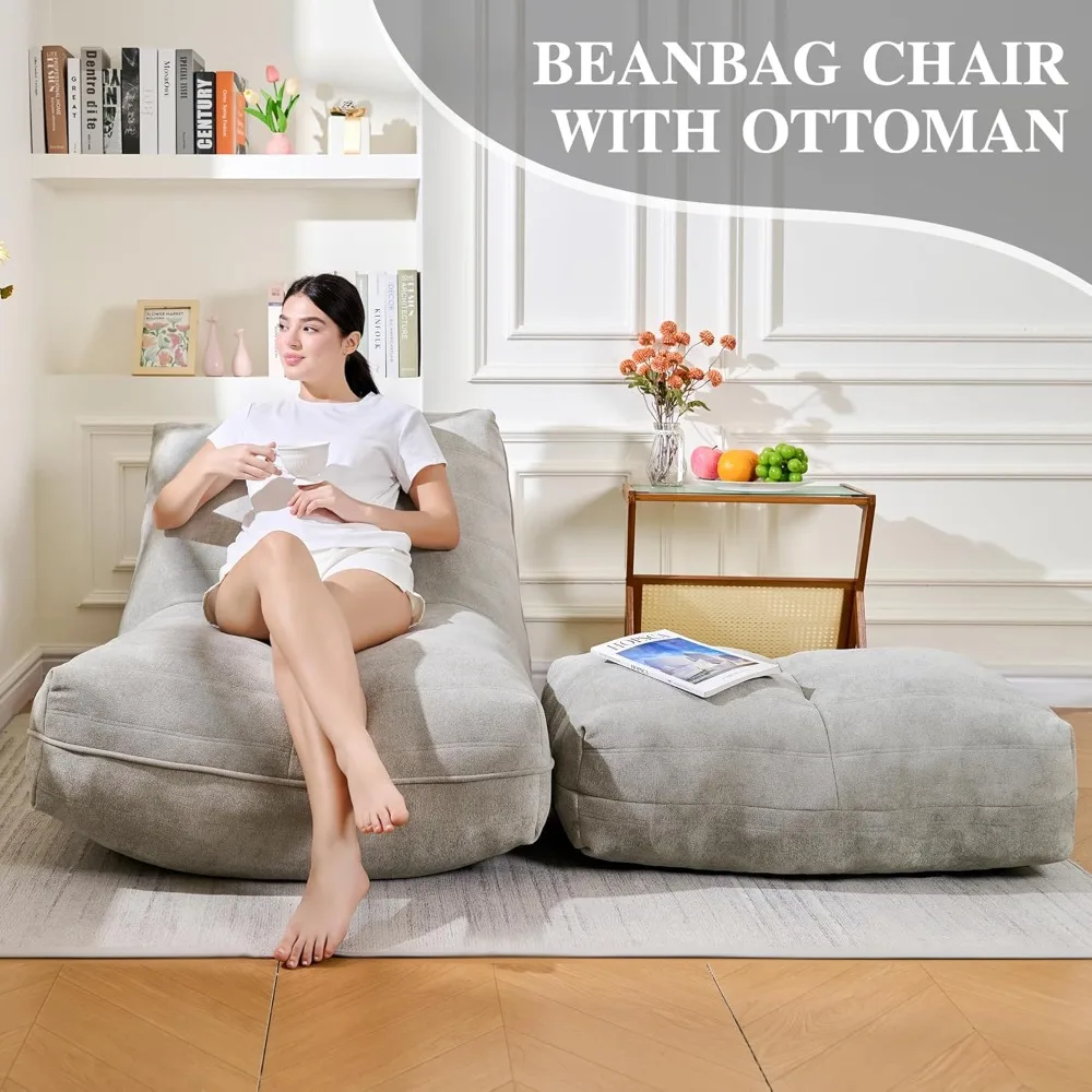 كرسي مريح من إسفنج الذاكرة مع مسند للقدمين، مثالي للاسترخاء عن طريق النار