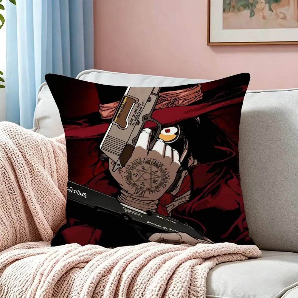 Anime H-Hellsing  Square Double-Sided printed Pillow Case Bedroom Bedside Pillow Sofa Cushion Cover