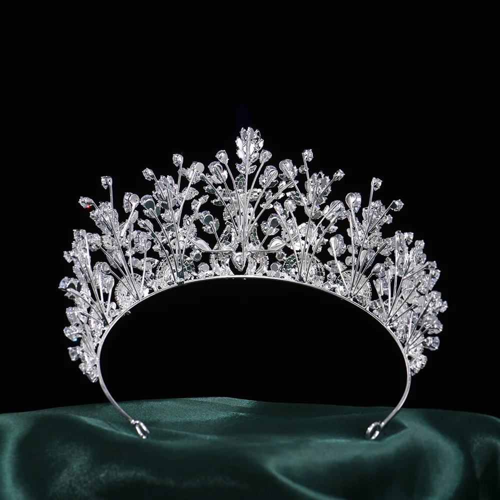 Luxury Women Tiaras And Crowns Bride Zirconia Sliver Queen Bridal Tiara Headdress Prom Party Wedding Hair Jewelry Accessories