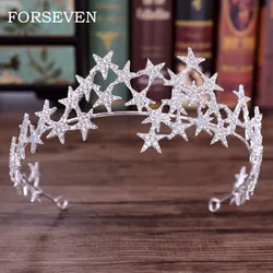 Rhinestone Stars Tiaras Bride Wedding Hair Accessories Crystal Crown Tiara Handamade Bridal Hair Jewelry Party Gift