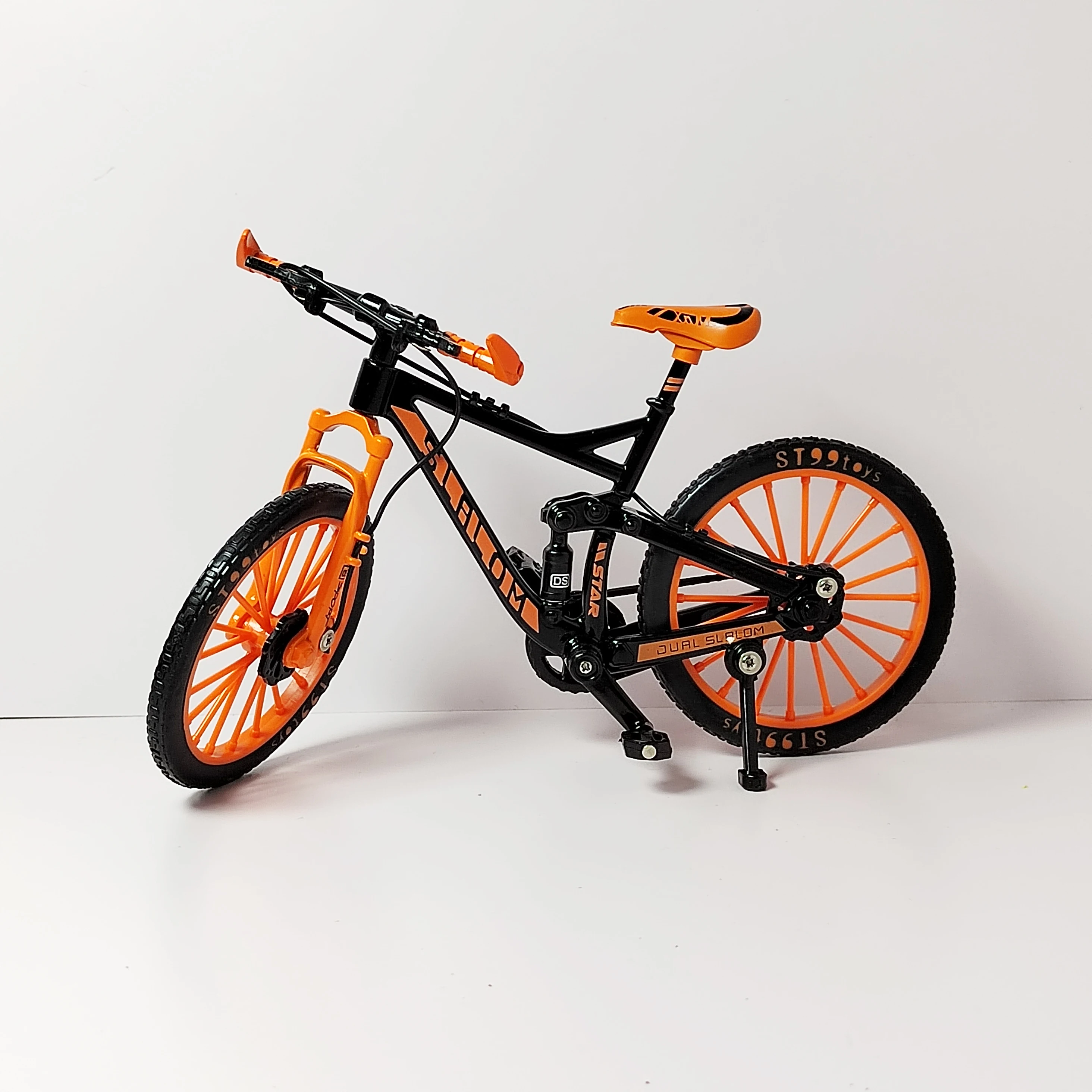 Colorful Mountain Bicycle Model 1：8 Orange Diecast Alloy Bike Finger Bicycle Ornament Collection Gift for Children Boy Toy