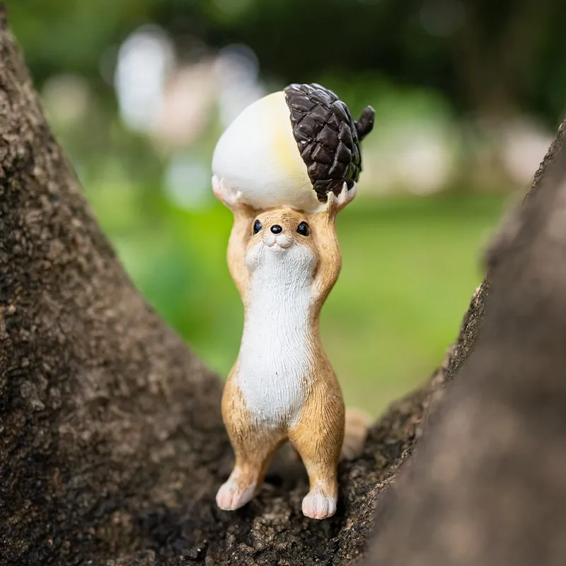 Lovely Squirrel Animal Figurine  Miniatures Fairy Garden Ornaments Home Decoration Friends Gift Bonsai Dollhouse Decor