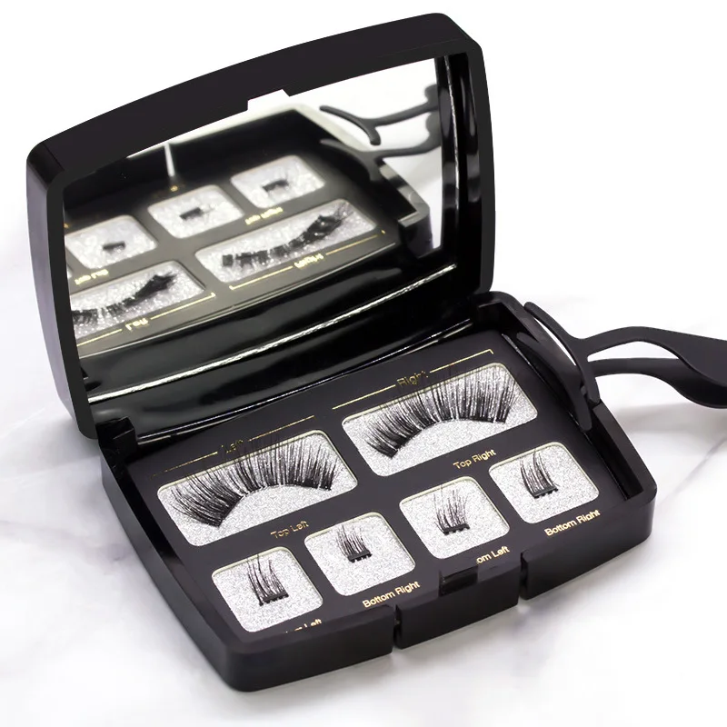 Magnet False Eyelashes Four Small Clusters of Iron Magnet Magnetic Eyelashes Acrylic Suit with Tweezers