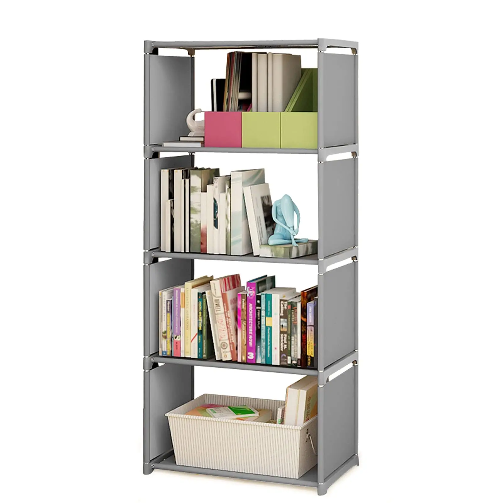

Book Shelf, 4-Tier Small Narrow Bookcase, Stable Bookshelf Narrow Book Shelves Storage Organizer, Skinny Book Shelf for Small Spaces