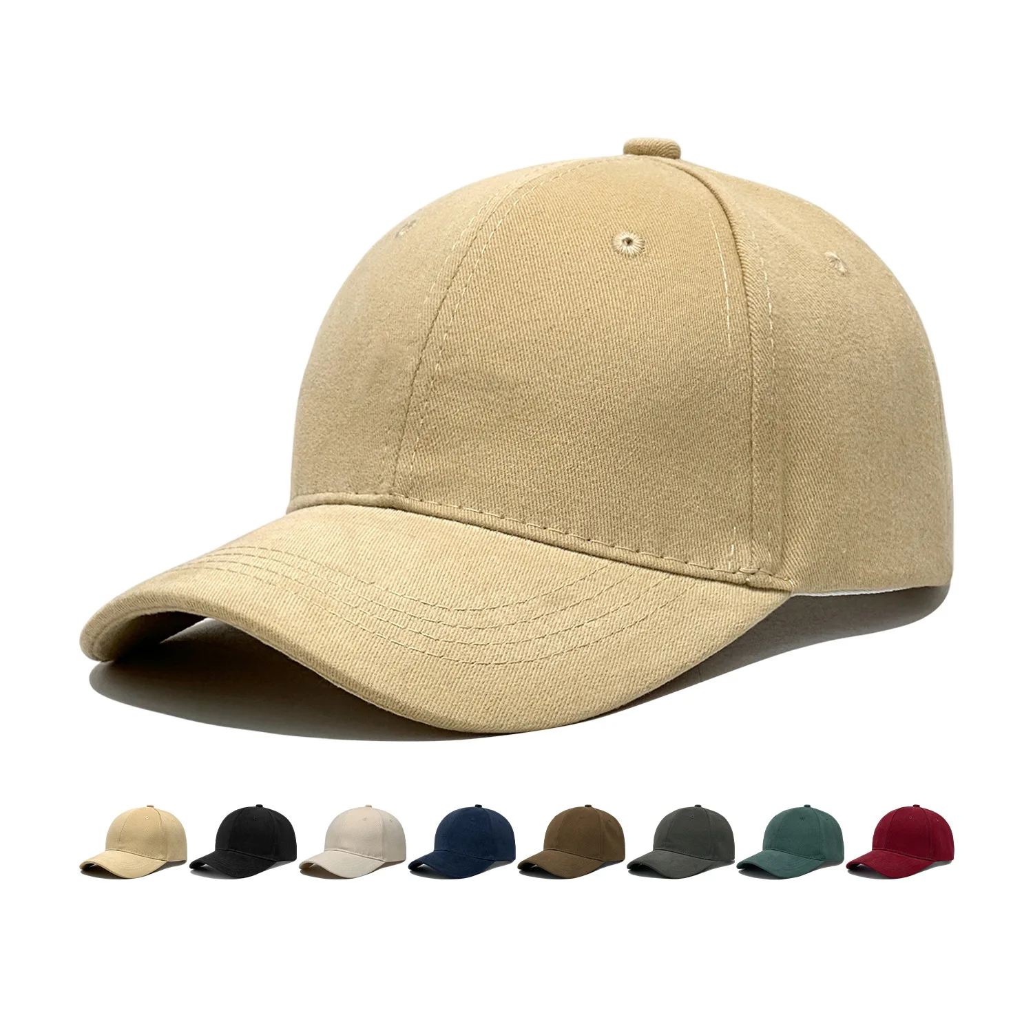Large-brimmed fashionable hard-top baseball cap with embroidery. Versatile for both men and women. Couple's sun protection hat.