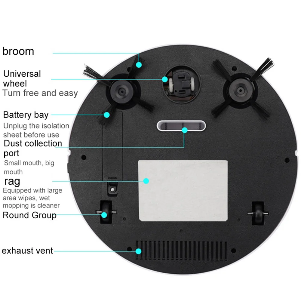 Robotic Vacuum Automatic Cleaning Sweeping Machine Rechargeable Smart Navigation to Avoid Objects for Floors
