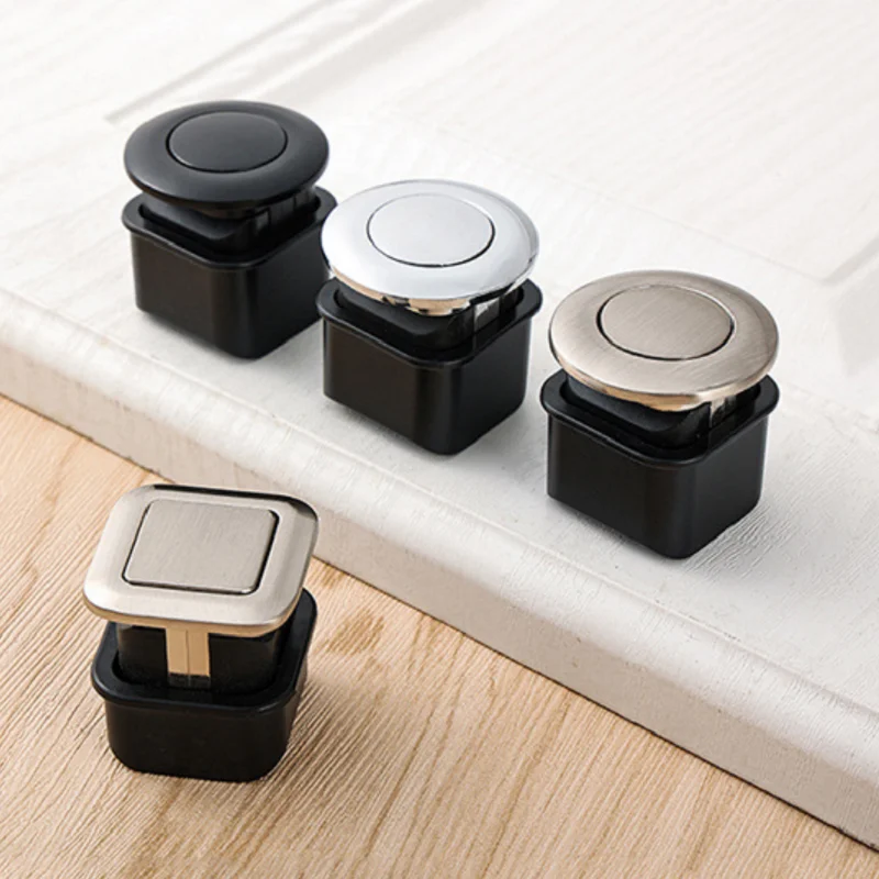 2pcs Zinc Alloy Handle Stainless Steel Single Hole Handle Wardrobe Drawer Door Circular Square Modern Minimalist Pull Button