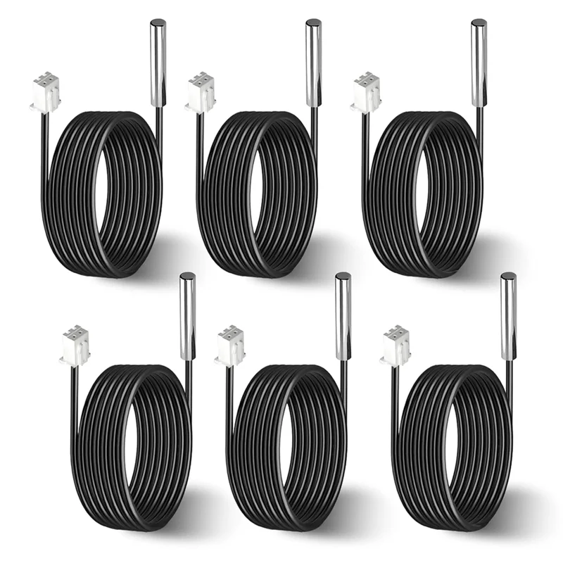

AT05-10K Thermistor 1 Meter Waterproof Sensor Probe 6 Pcs, 10K Temperature Sensor, Stainless Steel 3950 NTC-Thermistor