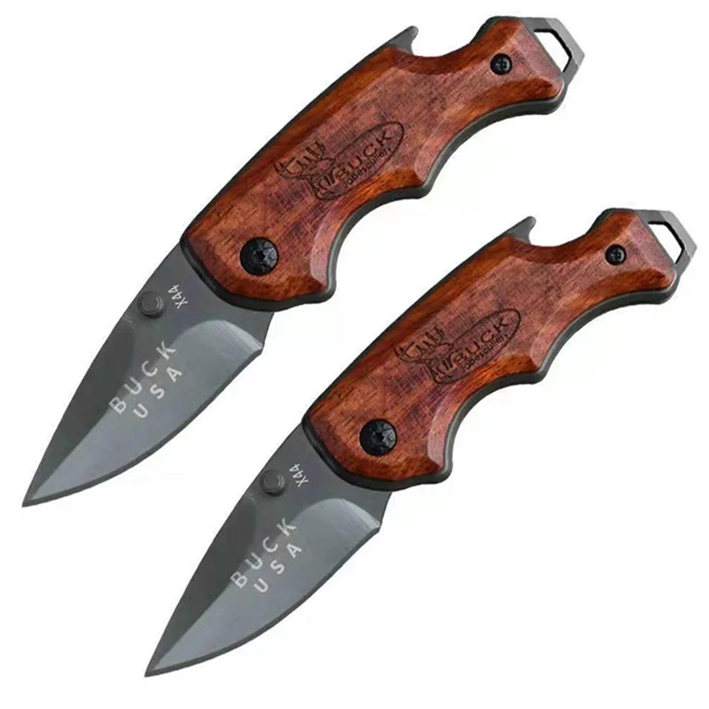 Tragbares multifunktionales Überlebensmesser EDC Klappmesser aus Edelstahl Outdoor Mini tragbares Obstmesser mit Rosenholzgriff.