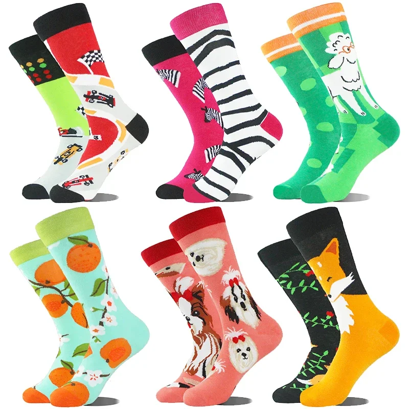 

2024 New Hot Selling High Quality Cute Socks Women Asymmetry Socks Personality Fashion Woman Stockings Cartoon Animal Plant Sock