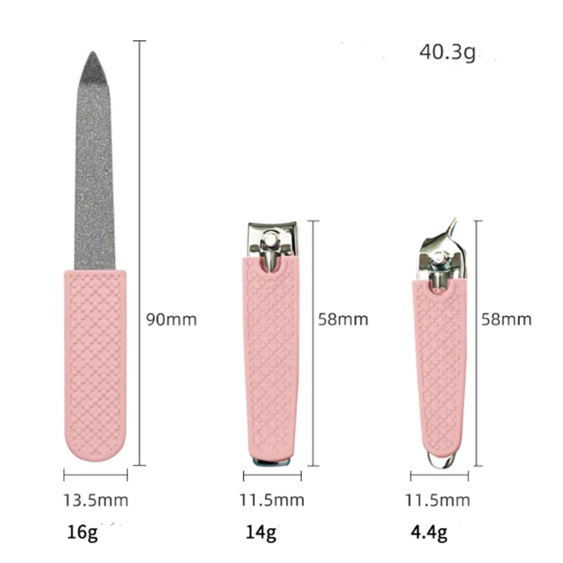 Nagelknipser-Set mit drei Nagelknipsern, Nagelknipser, Nagelreiben, für den Haushalt, diagonal, tragbares Maniküre-Set