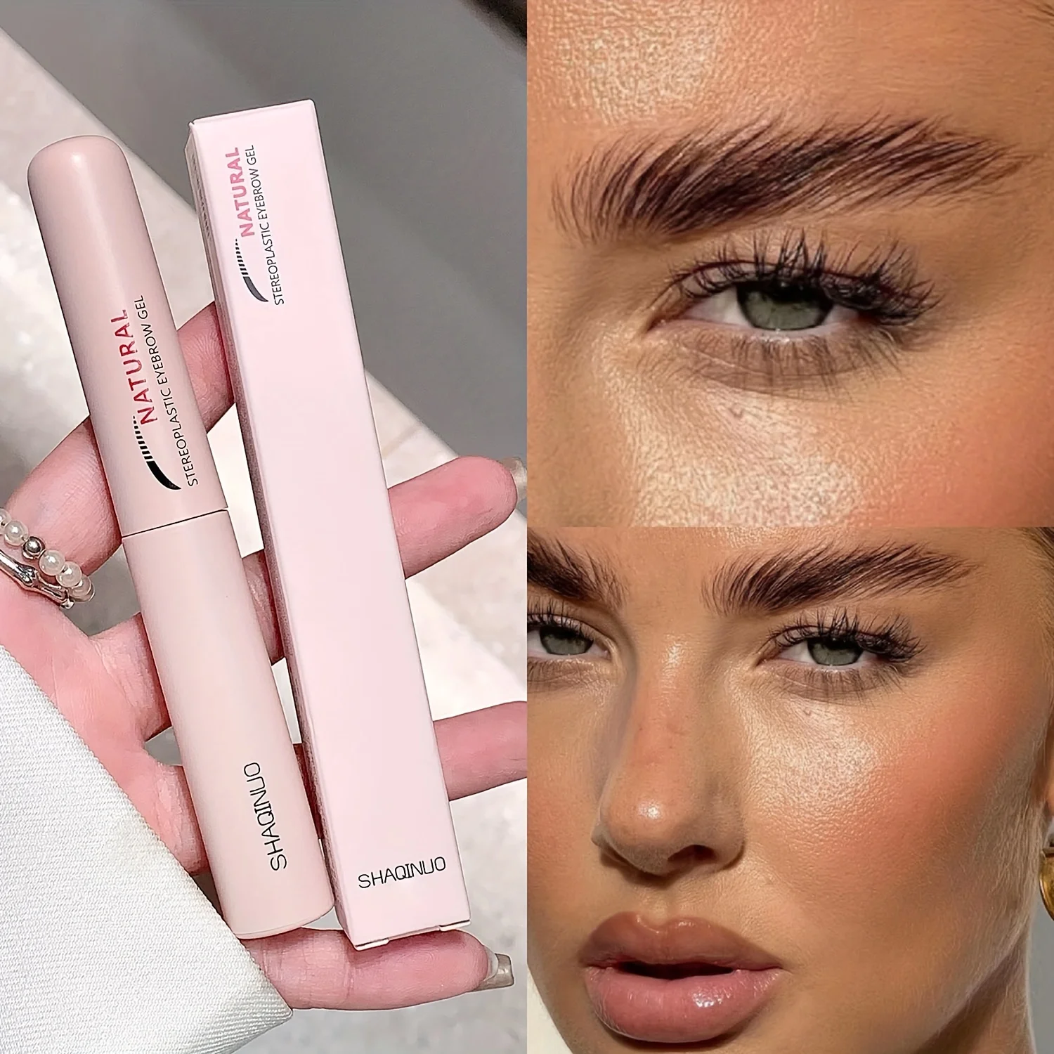 Gel de sobrancelha 3D natural para moldar e configuração, fornece efeitos de longa duração, à prova d'água e de secagem rápida, de aparência natural