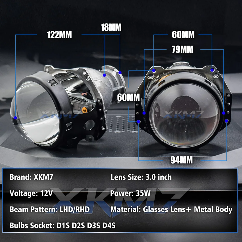 Bi-xenon Projector For Hella 3R D2S G5 5 HID Headlight Lenses 3 inch HD Blue Lens Car Lights Accessories Retrofit D1S D3S D4S
