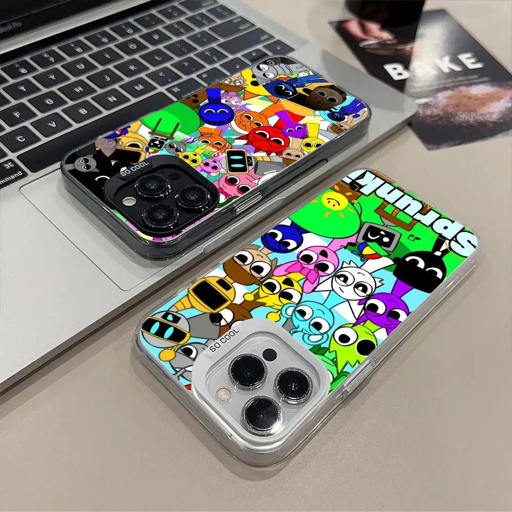 Cartoon Sprunki Phone Case for iPhone 16 15 14 13 12 11 X XR XS 8 7 Pro Max Plus Colored Translucent Cellphones Smartphone Cover