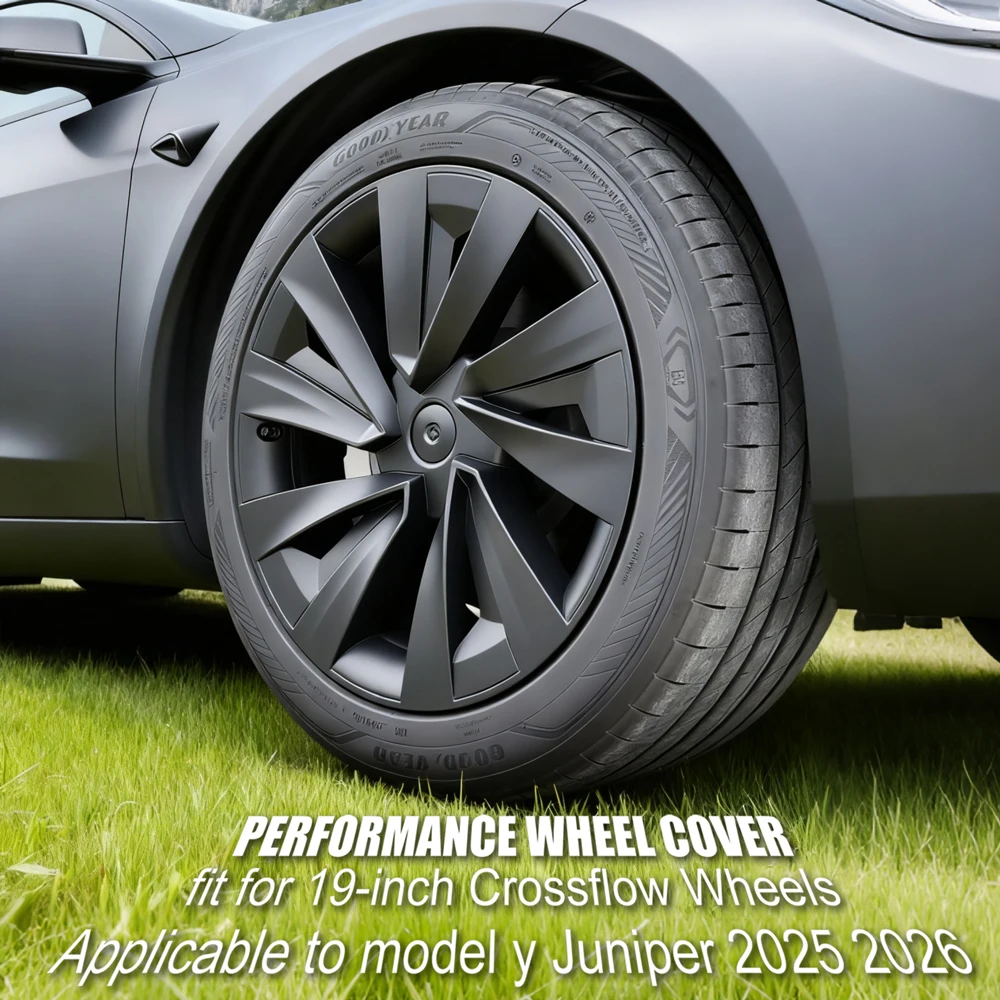 

For Tesla Model Y Juniper 4PCS Wheel Cover 19 Inch Hub Cap Performance Replacement Crossflow Wheels Cap 2025 Full Rim Accessorie