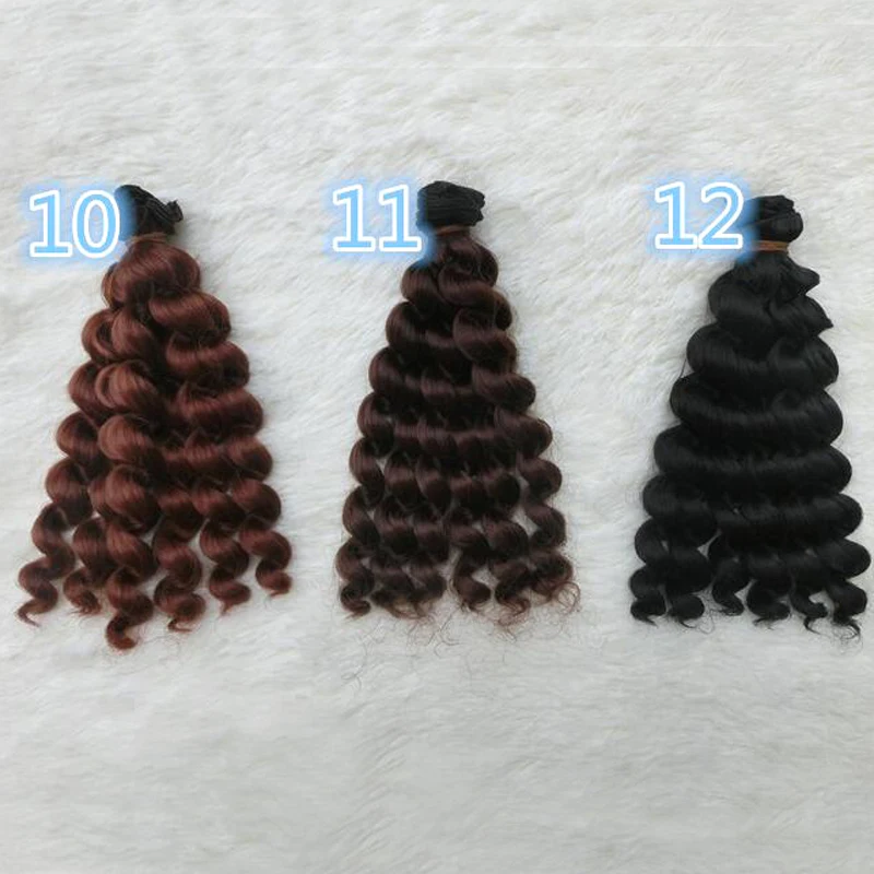 High Quality Thick 20cm Brunette Blonde Coffee Brown Natural Color Deep Curly Doll Wigs Hair for 1/3 1/4 1/6 BJD Doll Diy Hair