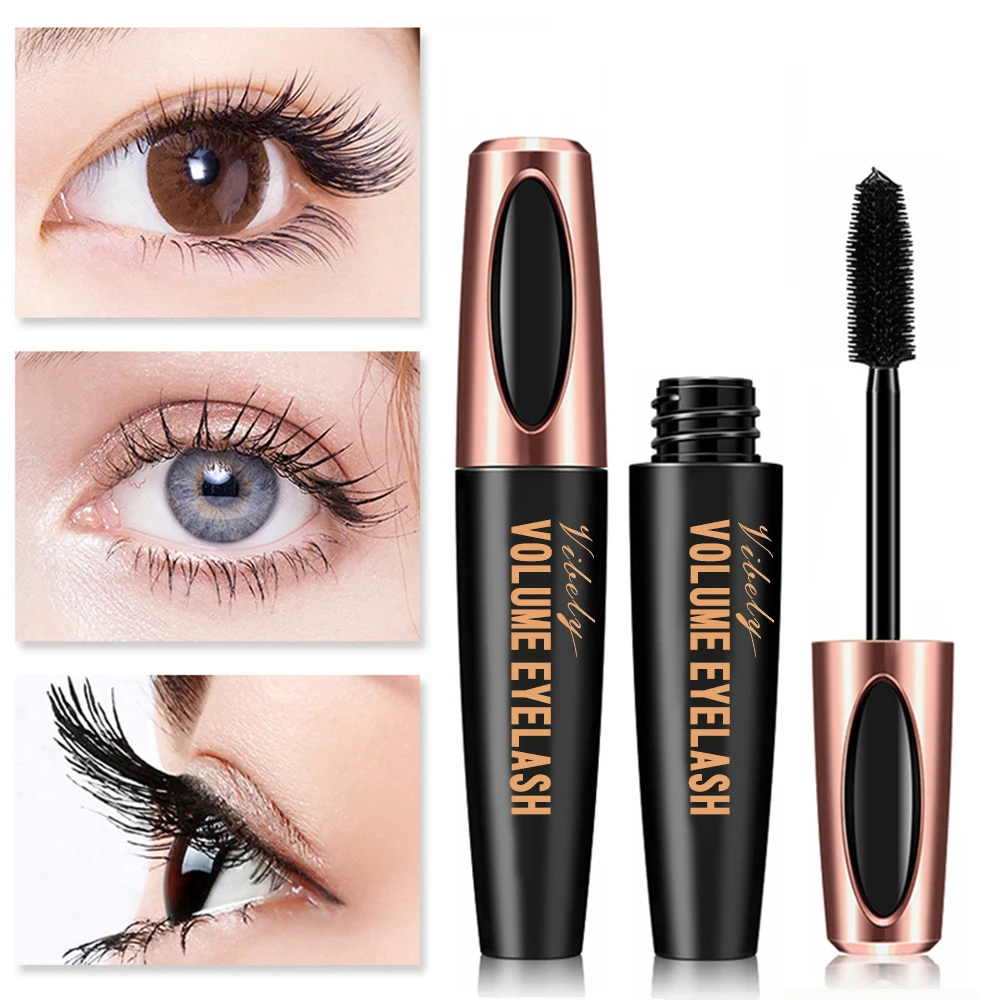 Rimel Vibely Silk Fiber 4d Mascara Waterproof Volume Eyelashes Extension Lengthening Curling Makeup Cream Lashes Mask Cosmetics