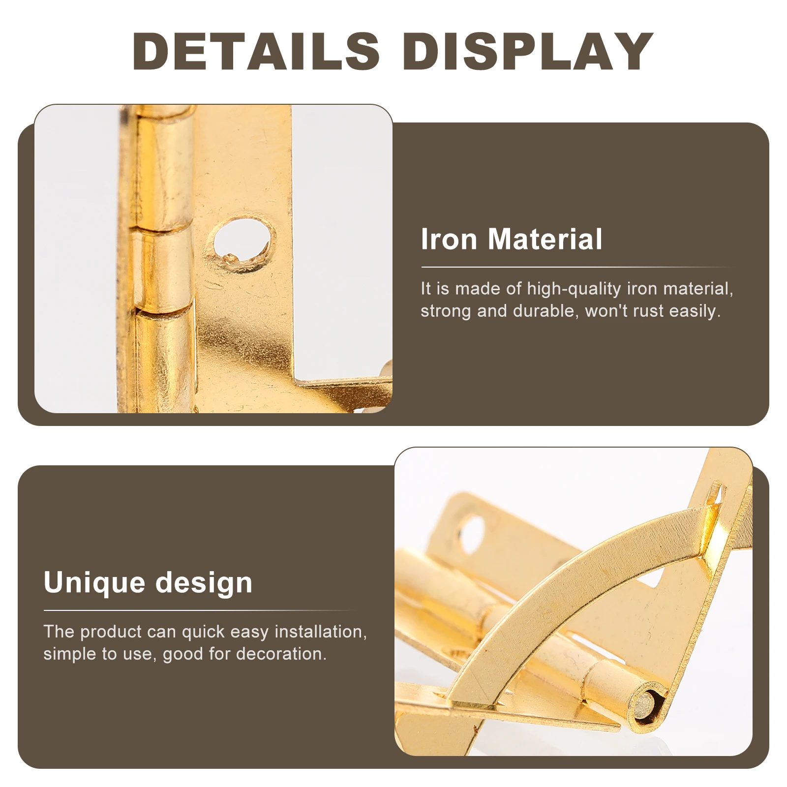 

50 Pcs Metal Hinge Hardware Decorative Jewelry Case Hinges Small Furniture Golden