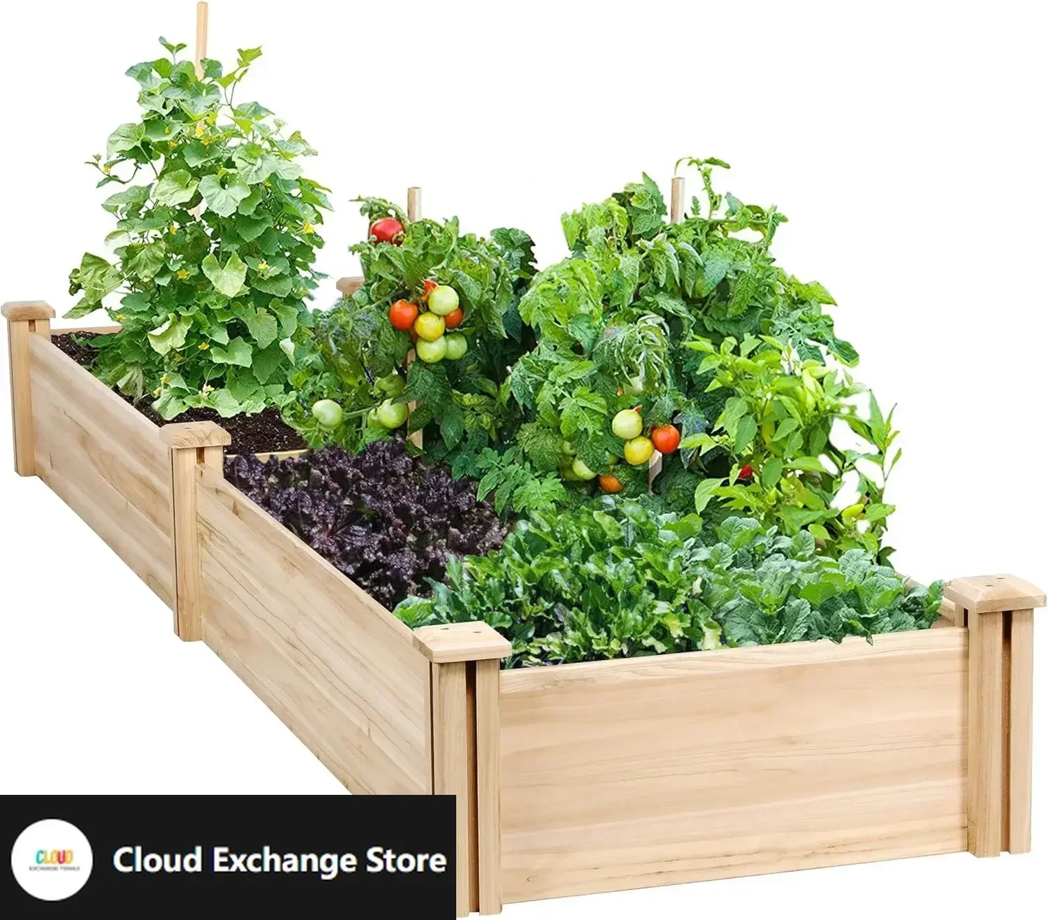 

8×2ft Wooden Horticulture Raised Garden Bed Divisible Elevated Planting Planter Box for Flowers/Vegetables/Herbs in Backyard