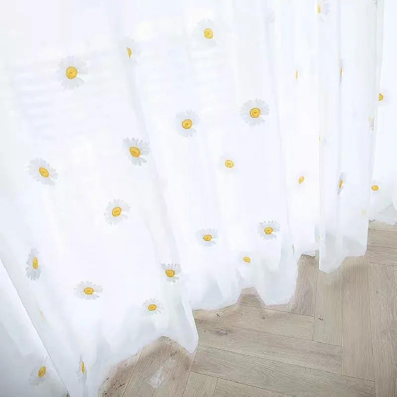 White Sheer Curtains Semi Transparent Voile Curtains for Bedroom and Living Room Rod Pocket