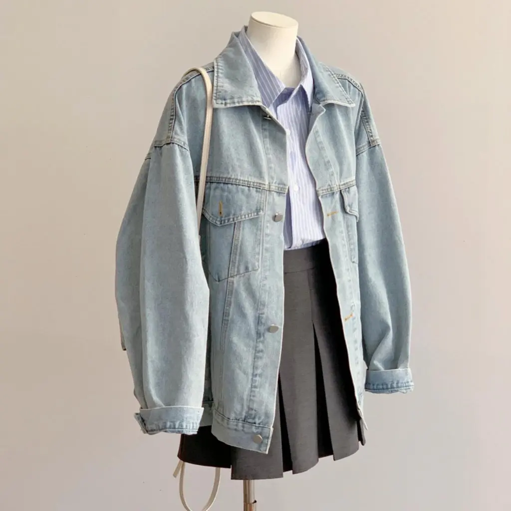 

Women's Retro American Style Blue Denim Jacket Casual Autumn Fashion Coat Value-Conquered by Yan