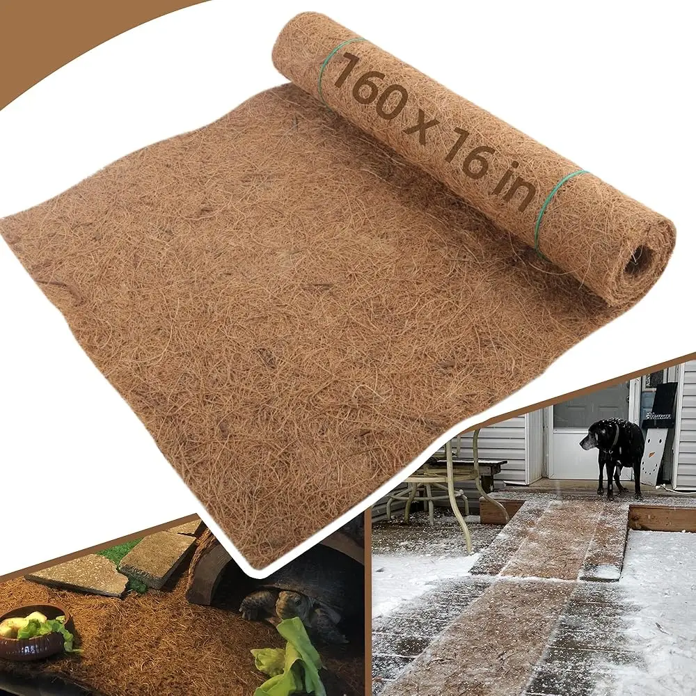 

Рулон кокосового волокна Coco Liner - 16x160 дюймов, натуральное кокосовое волокно для кашпо, универсальных цветочных корзин, декора сада, подстилок для животных.