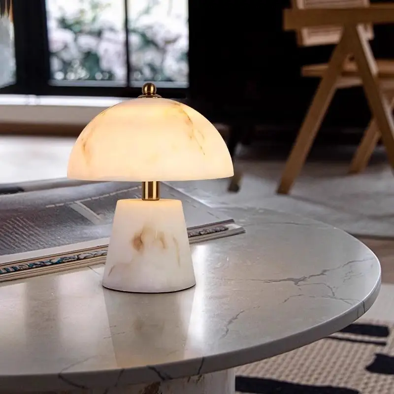 

Designer's light luxury Spanish imitation marble desk lamp modern hotel model room living room bedroom bedside lamp