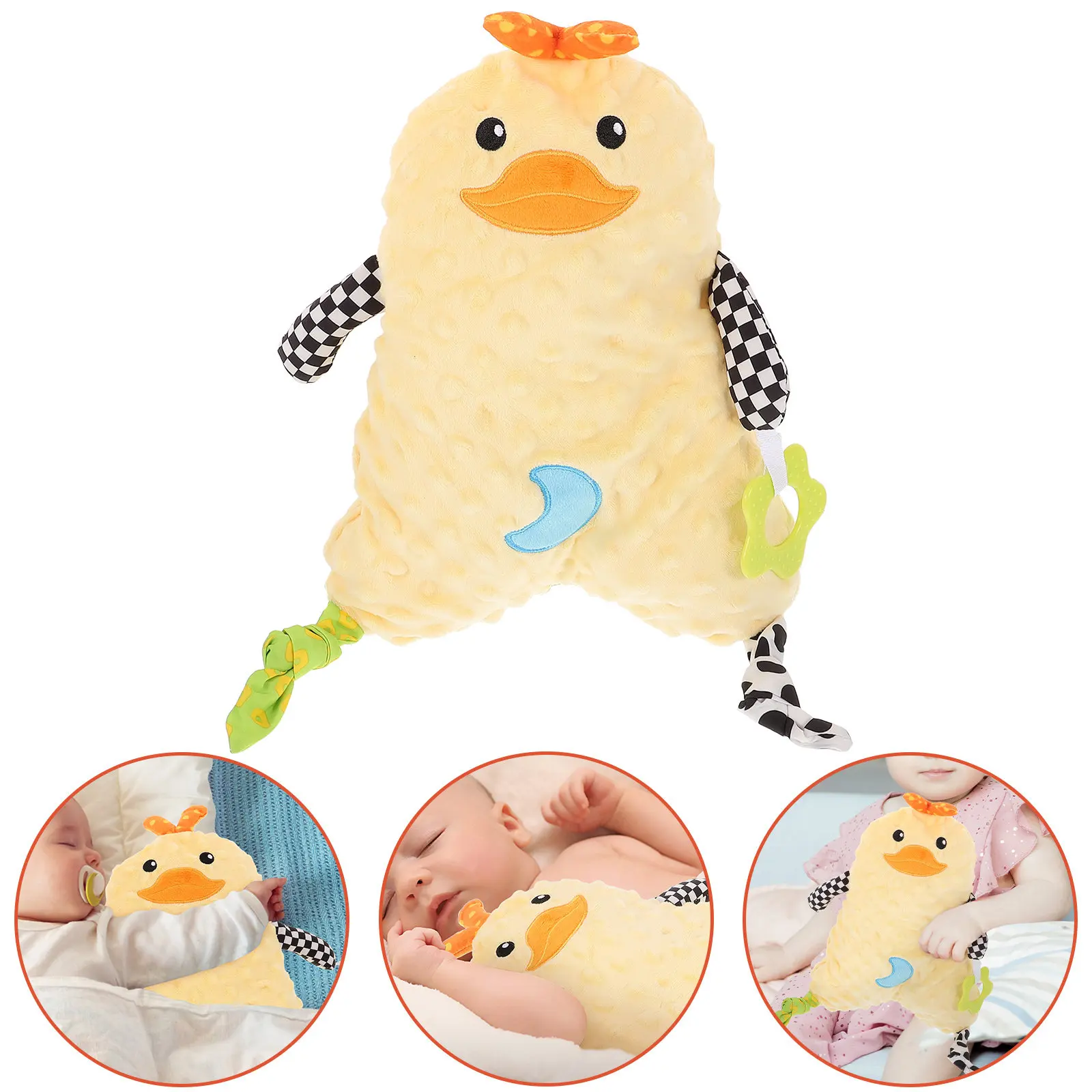 

Infant Security Blanket Adorable Duck Cartoon Design Lightweight Portable Comfort Blanket for Babies Newborn Snuggle Towel Gift