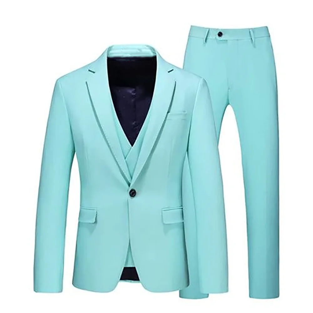 

Elegant Men's Suits 3 Pieces Jacket Pants Vest Single Breasted Business Formal Prom Tuxedo Male Clothing